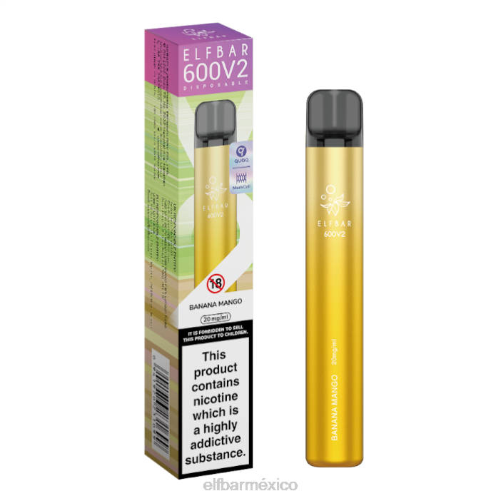 ELF BAR BC5000 Mexico Vaporizador desechable 600v2 - 20 mg J40L22 plátano mango