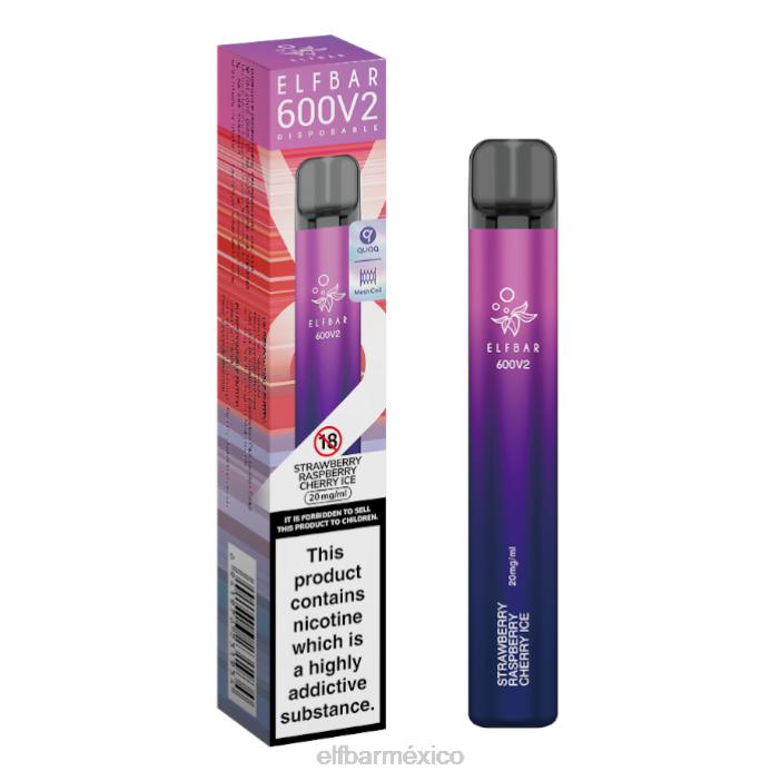 ELF BAR Bc5000 Como Funciona Vaporizador desechable 600v2 - 20 mg J40L18 fresa frambuesa cereza hielo