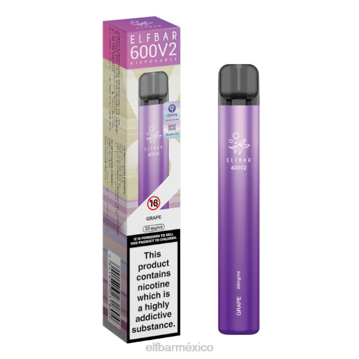 ELFBAR Mexico Vaporizador desechable 600v2 - 20 mg J40L2 uva