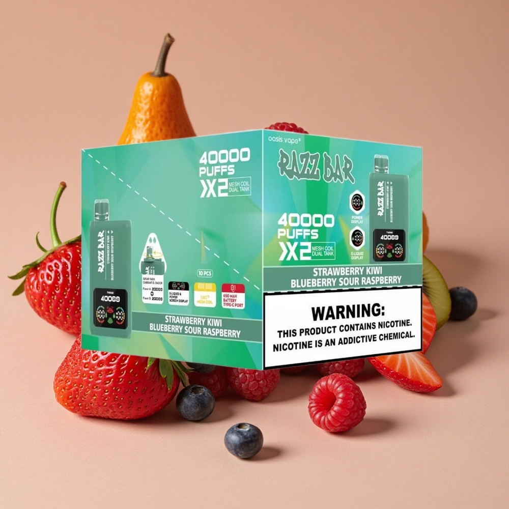 Razz Bar 40000 Puffs Fresa Kiwi_Arándano Frambuesa Ácida con Pantalla de Potencia