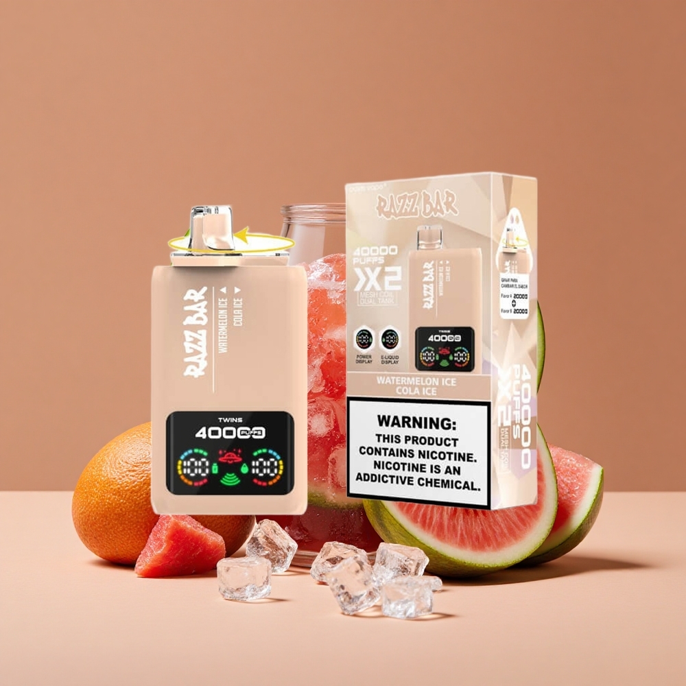 Razz Bar 40000 Puffs Vape Desechable Sandía Helada_Cola Helada con Pantalla de Potencia