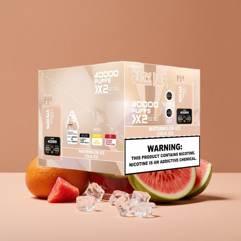 Razz Bar 40000 Puffs Vape Desechable Sandía Helada_Cola Helada con Pantalla de Potencia