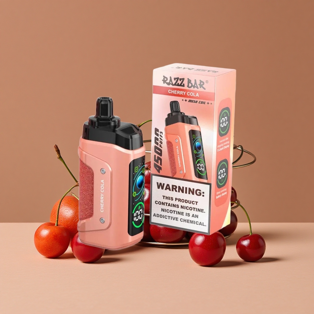 Razz Bar 45000 Puffs Vape Desechable Cereza Cola con Bobina Mesh 10 Ohm