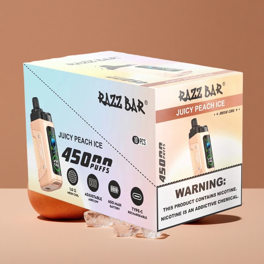 Razz Bar 45000 Puffs Vape Desechable Melocotón Jugoso Helado 20 mg/ml Nicotina