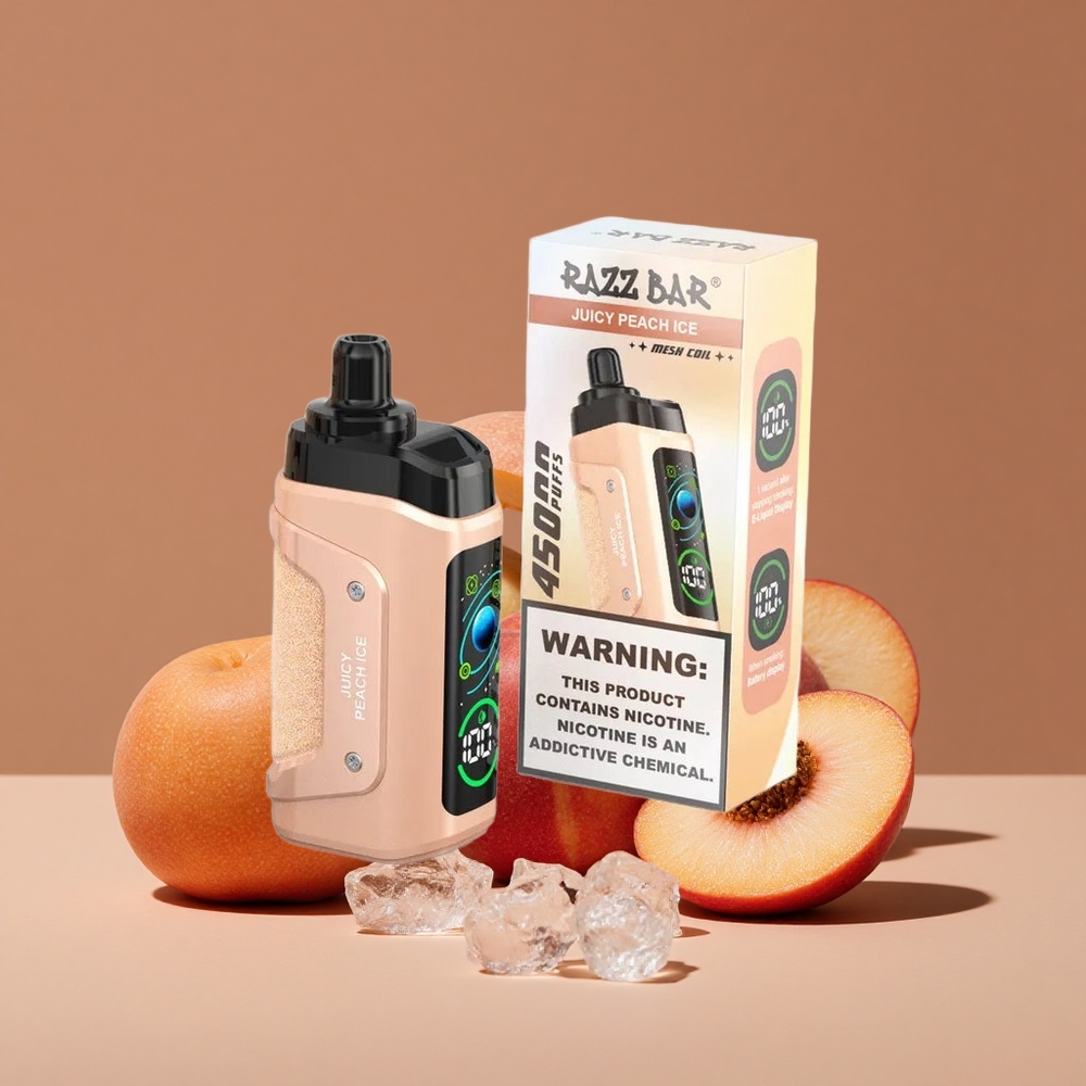 Razz Bar 45000 Puffs Vape Desechable Melocotón Jugoso Helado 20 mg/ml Nicotina