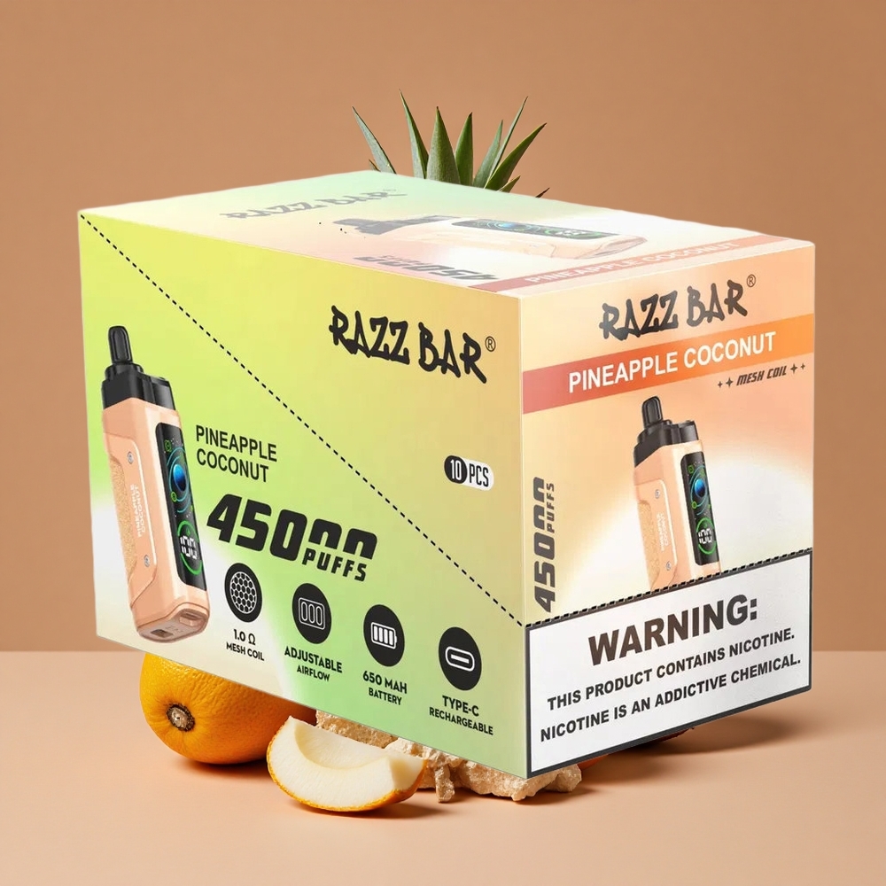 Razz Bar 45000 Puffs Vape Desechable Piña Coco con Resistencia Malla 10 Ohm