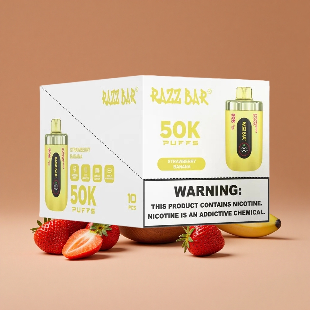 Razz Bar 50K Puffs Fresa Plátano 2 Nicotina Desechable Vape