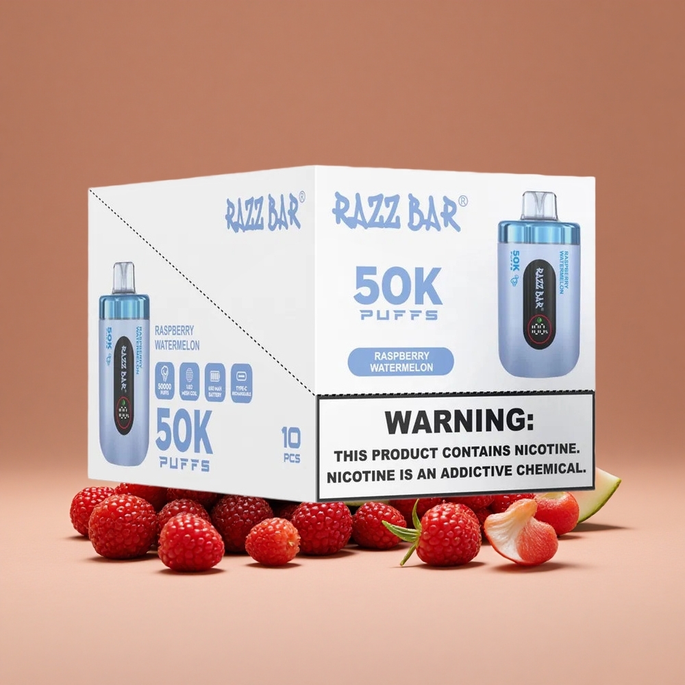 Razz Bar 50K Puffs Vape Desechable Frambuesa Sandía con 2 Nicotina