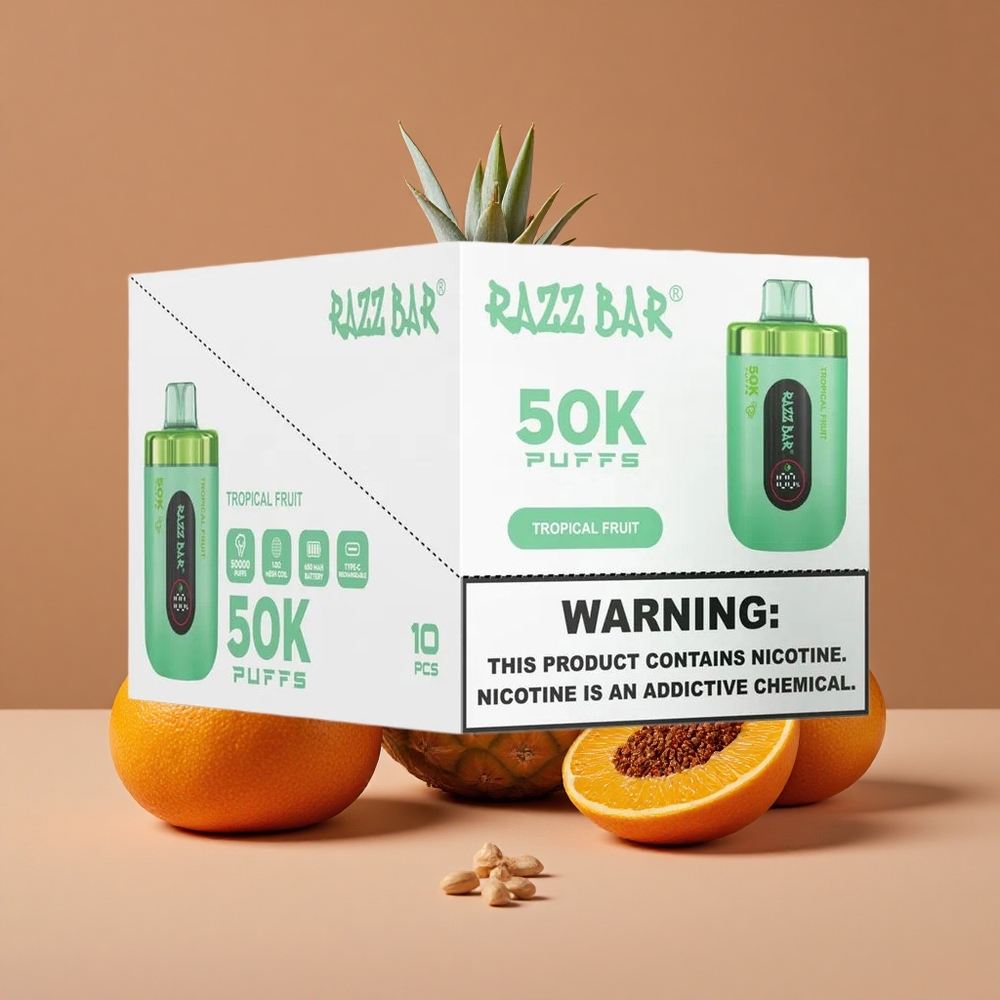 Razz Bar 50K Puffs Vape Desechable Frutas Tropicales Recargable Tipo-C