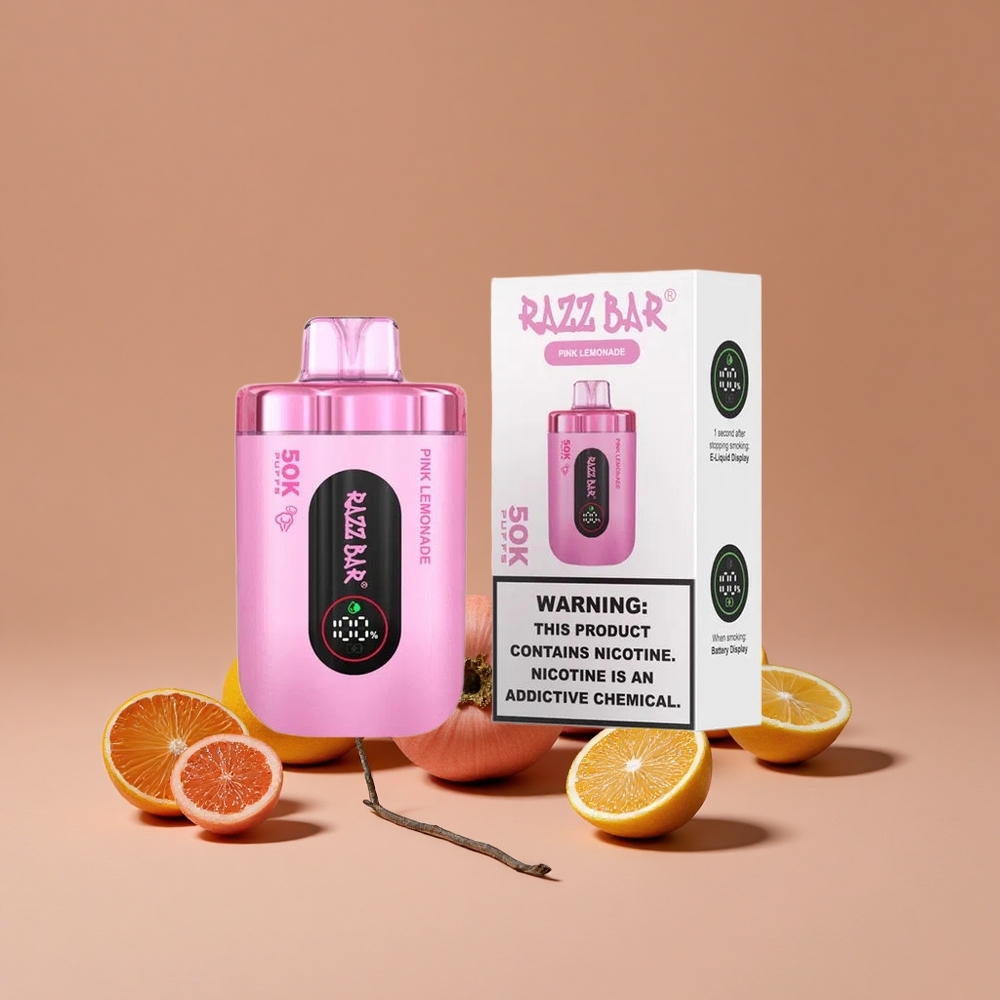 Razz Bar 50K Puffs Vape Desechable Limonada Rosa con 2 Nicotina