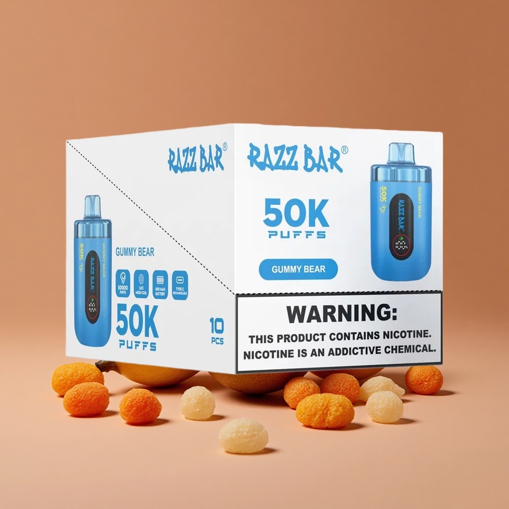 Razz Bar 50K Puffs Vape Desechable Osito de Gominola con 2 de Nicotina