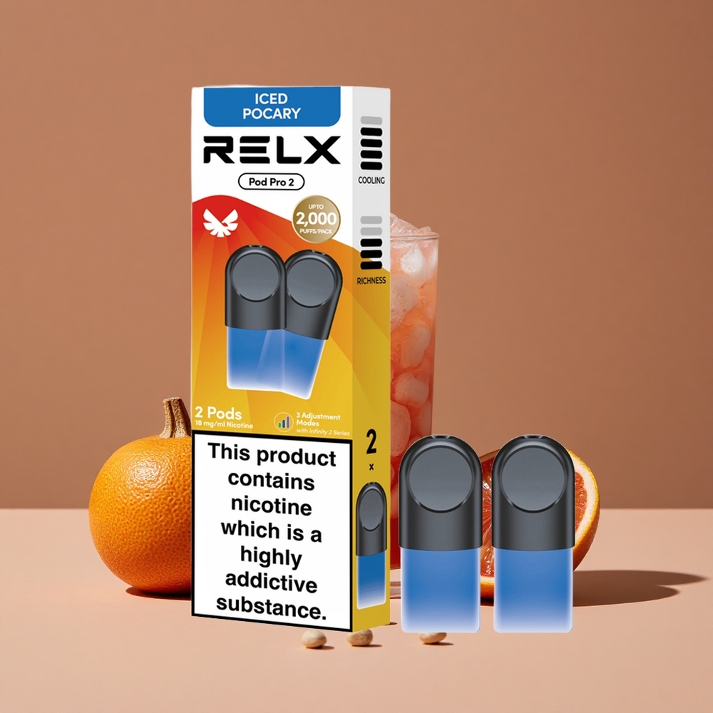 Relx Pod Pro 2 Dispositivo de Vapeo 600 Puffs Bebida-Hielo Pocary 18 Nicotina