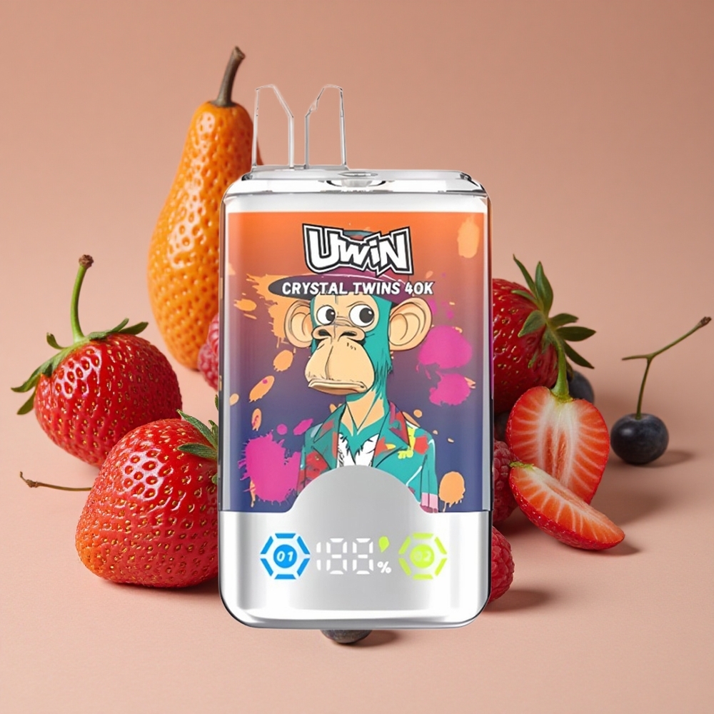 Uwin Crystal Twins 40000 Puffs Sabor Fresa Frambuesa Cereza Mr Azul
