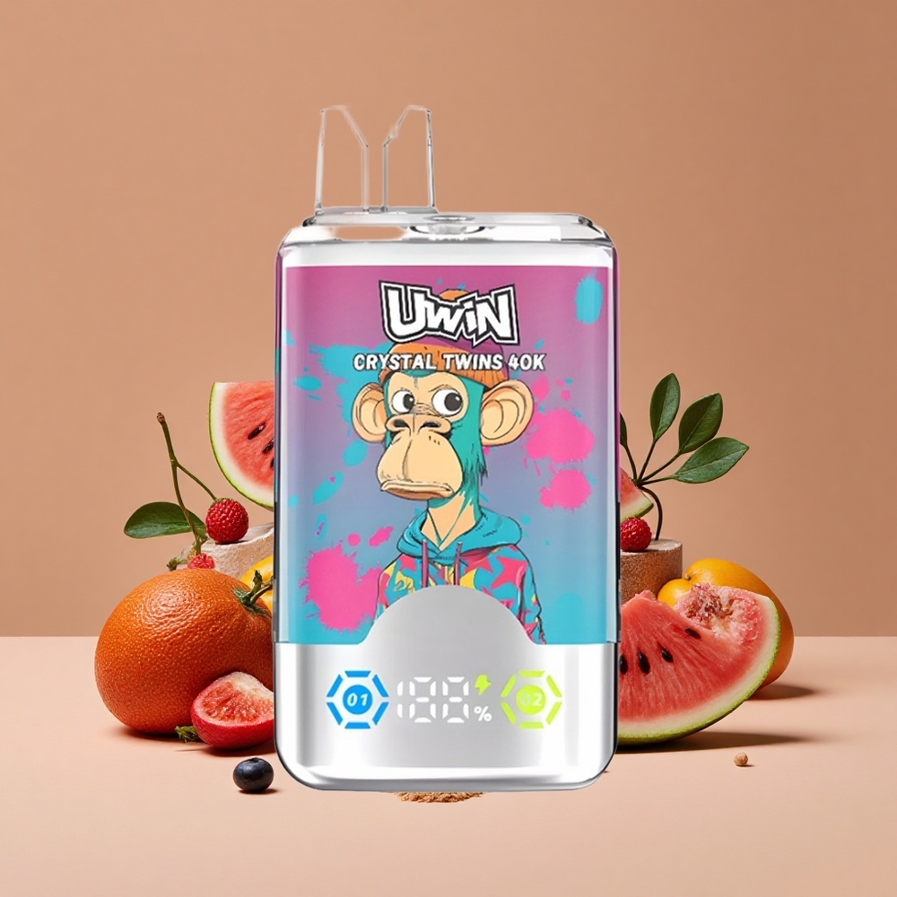Uwin Crystal Twins 40000 Puffs Sabor Sandía Helada y Frutas del Bosque