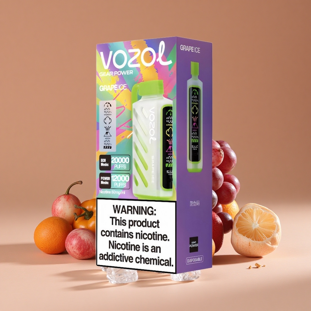 VOZOL Gear Power 20000 Puffs Desechable Uva Hielo con Pantalla Completa