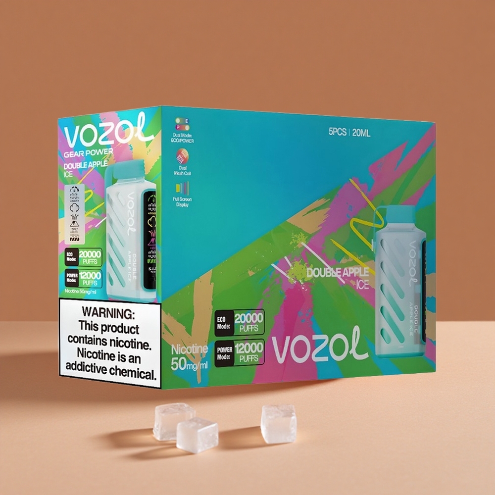 VOZOL Gear Power 20000 Puffs Vapeador Desechable Doble Manzana Hielo Pantalla Completa