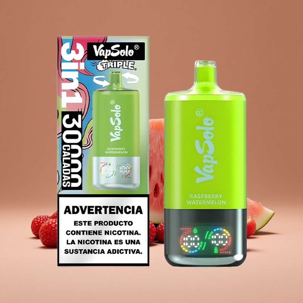 VapSolo Triple 30000 Puffs 40ml Frambuesa Sandía Desechable