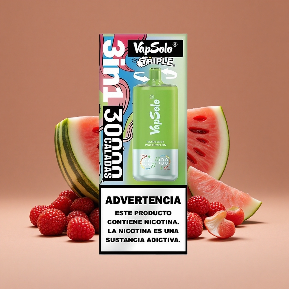 VapSolo Triple 30000 Puffs 40ml Frambuesa Sandía Desechable