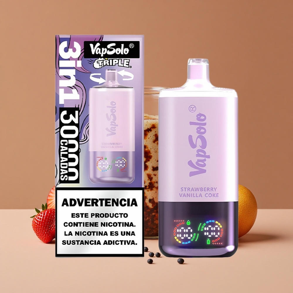 VapSolo Triple 30000 Puffs Desechable Fresa Vainilla Coca-Cola con 40ml de E-Líquido