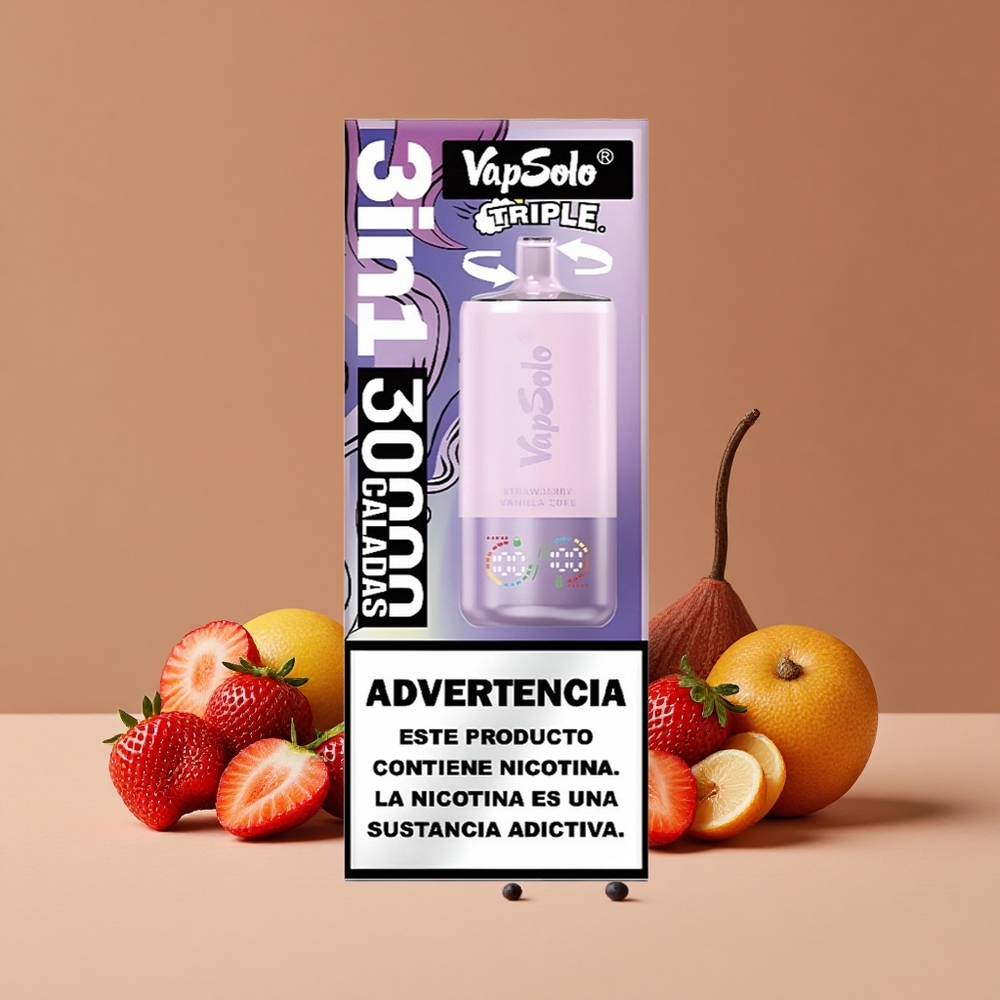 VapSolo Triple 30000 Puffs Desechable Fresa Vainilla Coca-Cola con 40ml de E-Líquido