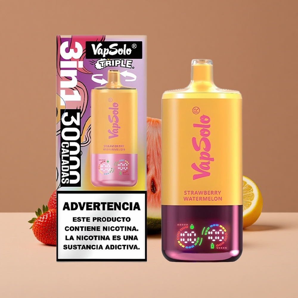 VapSolo Triple 30000 Puffs Fresa Sandía  Melocotón Limón con 40ml