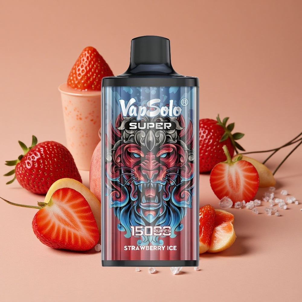 Vapsolo Super 15000 Puffs Fresa Hielo con 40ml de Líquido
