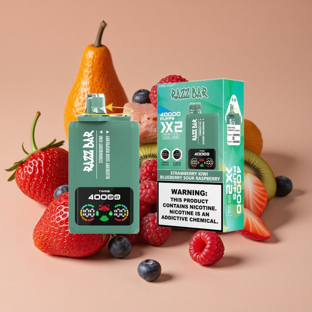 Razz Bar 40000 Puffs Fresa Kiwi_Arándano Frambuesa Ácida con Pantalla de Potencia
