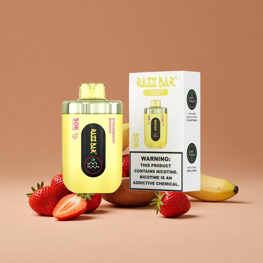 Razz Bar 50K Puffs Fresa Plátano 2% Nicotina Desechable Vape