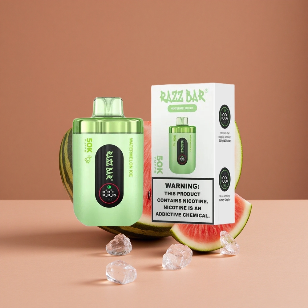 Razz Bar 50K Puffs Vape Desechable Sandía Hielo Tipo-C Recargable