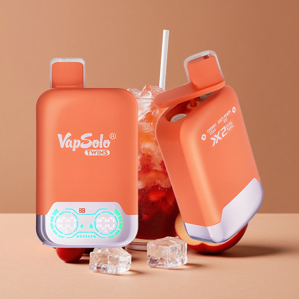 Vapsolo Twins 20000 Puffs 40 ml E-Líquido Vape Cereza Cola  Melocotón Jugoso Hielo